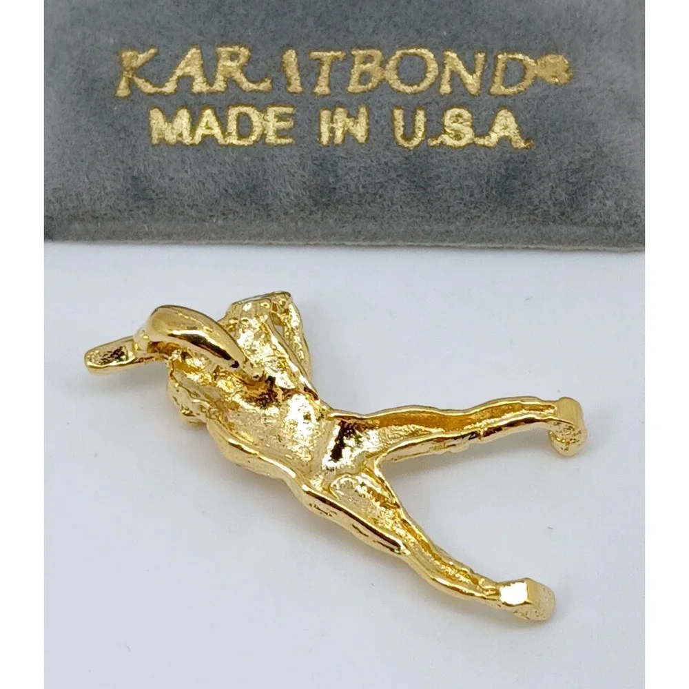 Karatbond Vintage Y2K Baseball Player Batter Charm Gold Made  USA New-Old-Stock